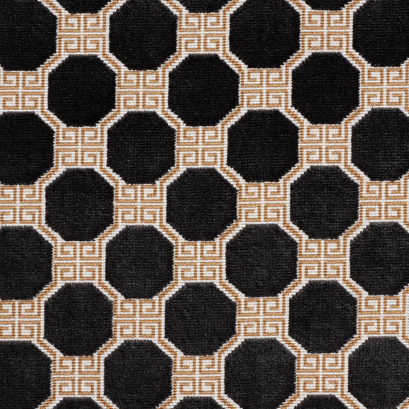 Schumacher 72795 Cut-Patterned-Velvets Collection Octavia Velvet Fabric  in Onyx