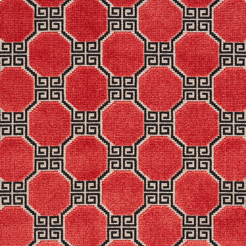 Schumacher 72796 Cut-Patterned-Velvets Collection Octavia Velvet Fabric  in Ruby