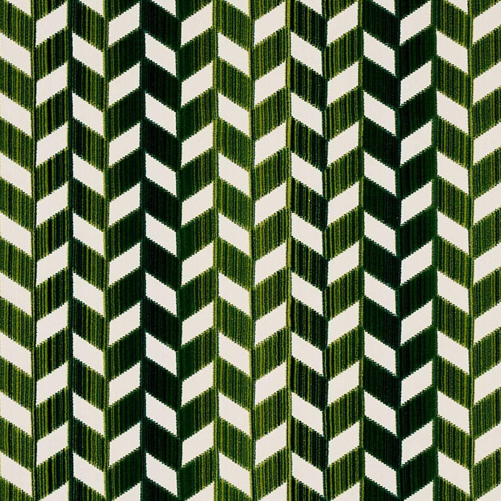 Schumacher 72814 Chevron Strie Velvet Fabric in Emerald