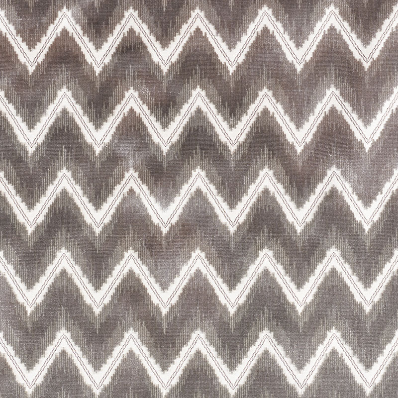 Schumacher 72841 Cut-Patterned-Velvets Collection Chevron Velvet Fabric  in Grey