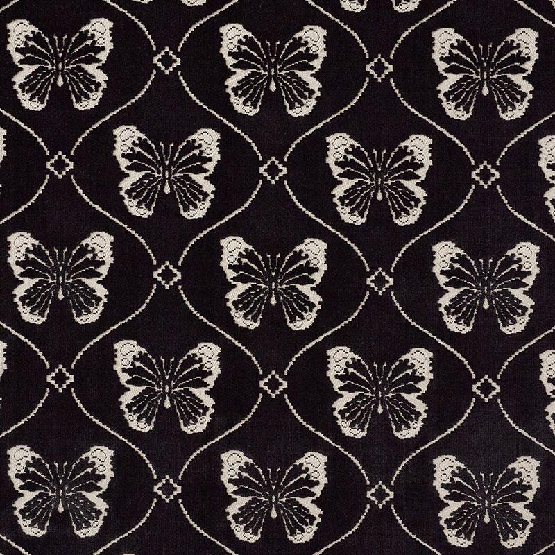 Schumacher 72960 Cut-Patterned-Velvets Collection Papillon Velvet Fabric  in Onyx