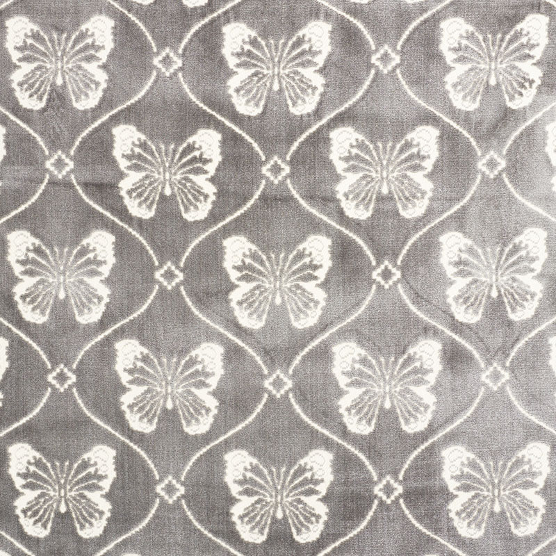 Schumacher 72961 Cut-Patterned-Velvets Collection Papillon Velvet Fabric  in Pewter