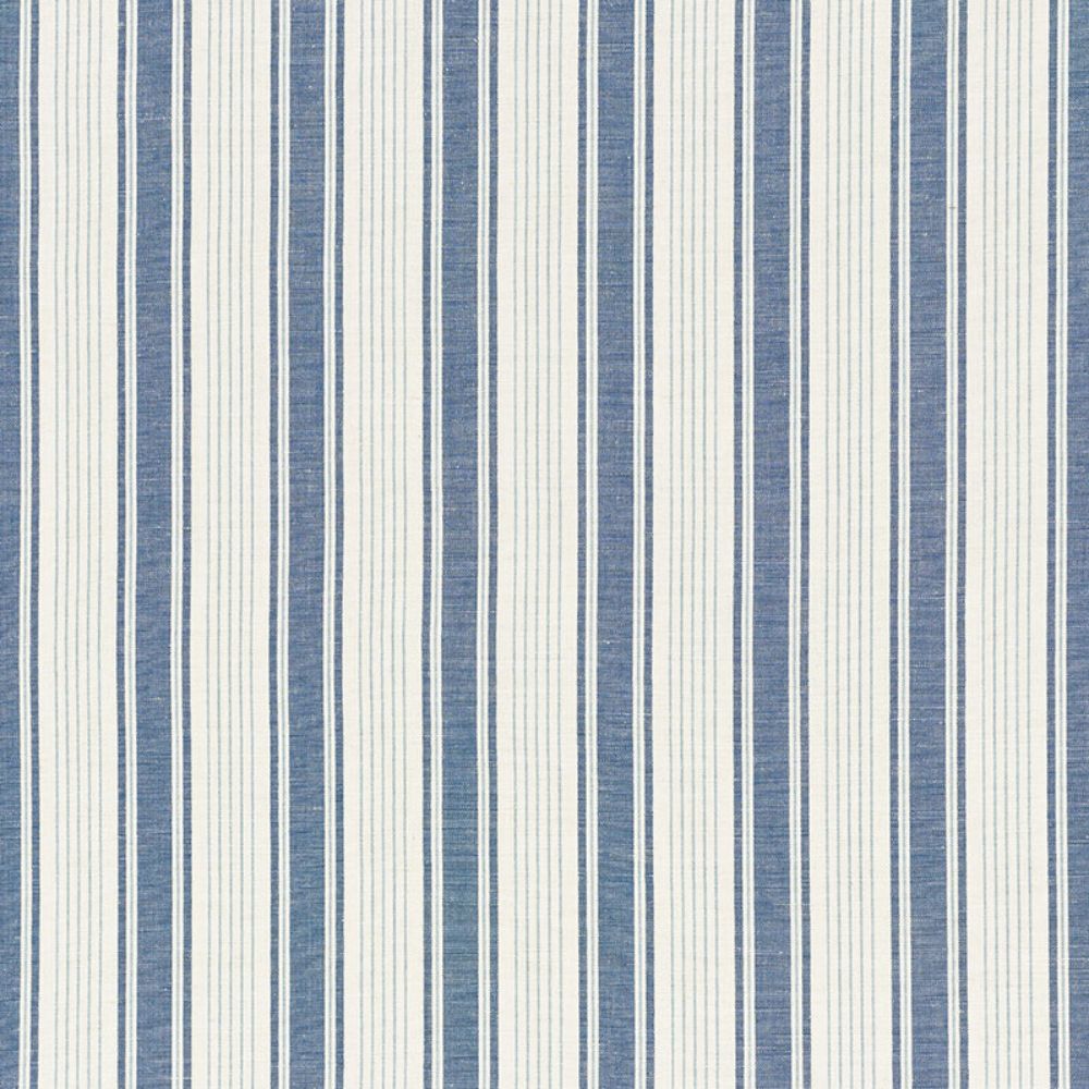 Schumacher 73000 Ojai Stripe Fabric in Prussian Blue