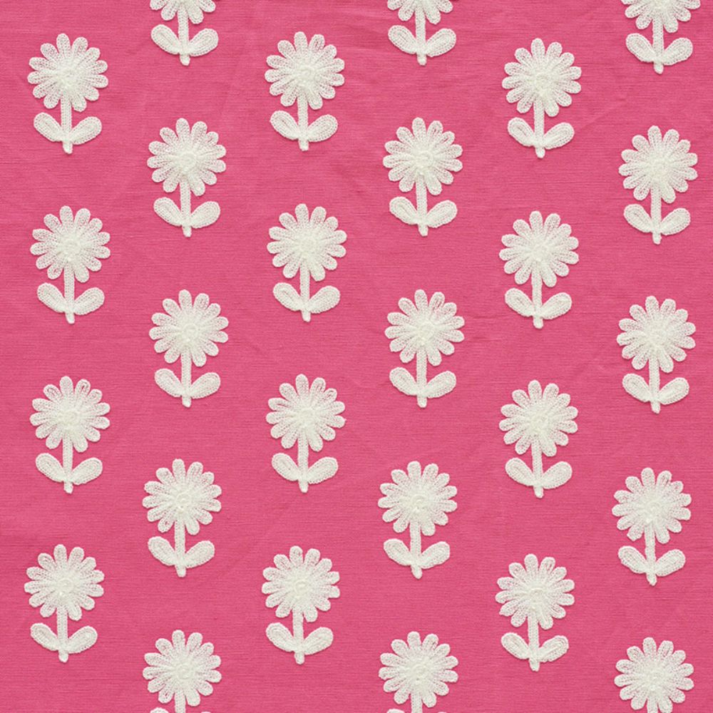 Schumacher 73481 Paley Embroidery Fabric in Pink