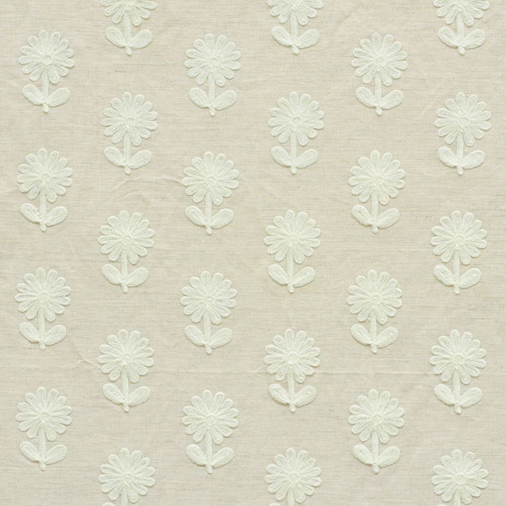 Schumacher 73482 Paley Embroidery Fabric in Natural
