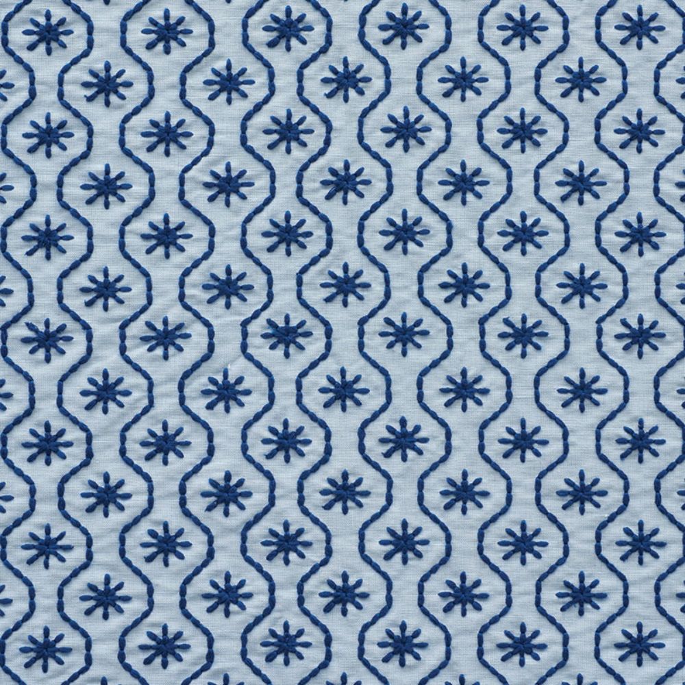Schumacher 73492 Gigi Embroidery Fabric in Blue