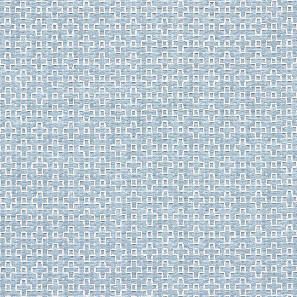 Schumacher 73563 Scout Embroidery Fabric in Sky
