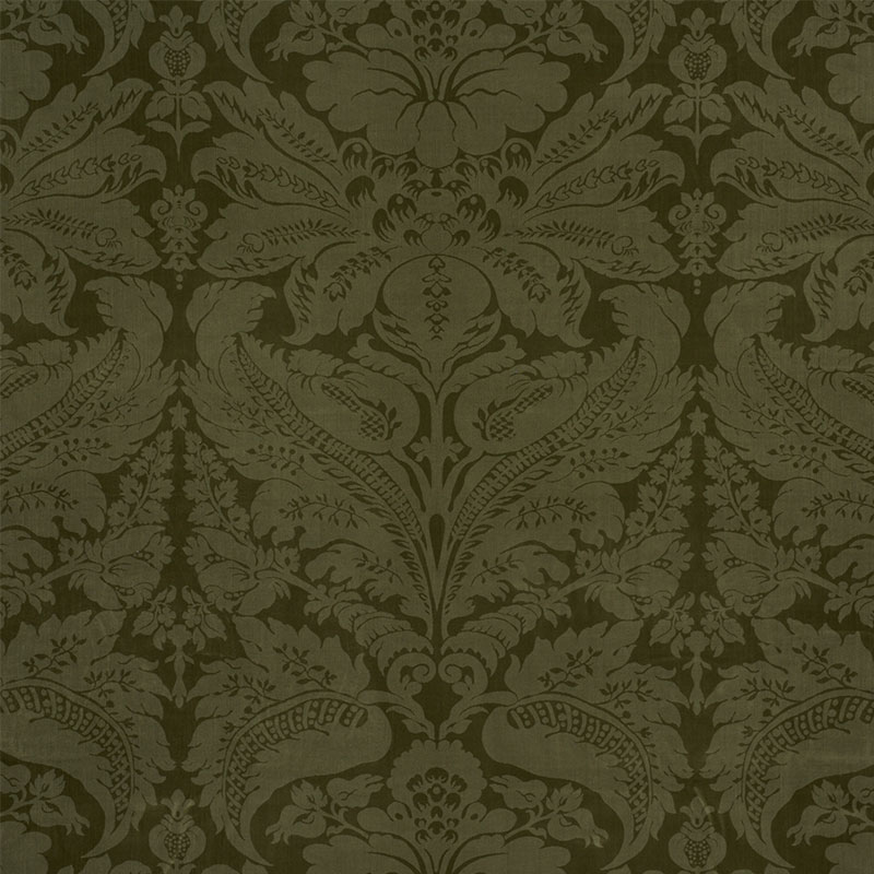 Schumacher 73951 Cut-Patterned-Velvets Collection Cordwain Velvet Fabric  in Olive