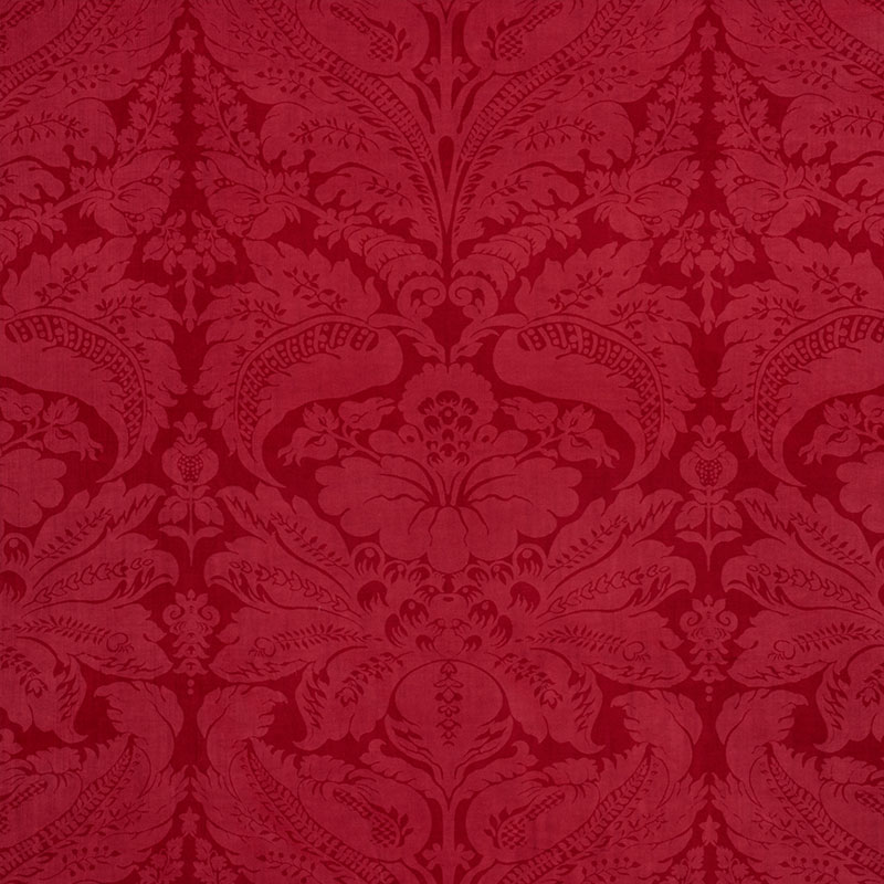 Schumacher 73952 Cut-Patterned-Velvets Collection Cordwain Velvet Fabric  in Red