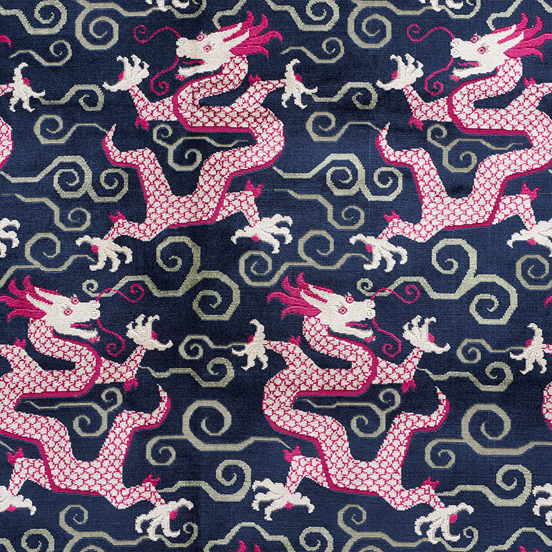 Schumacher 73970 Cut-Patterned-Velvets Collection Bixi Velvet Fabric  in Sapphire