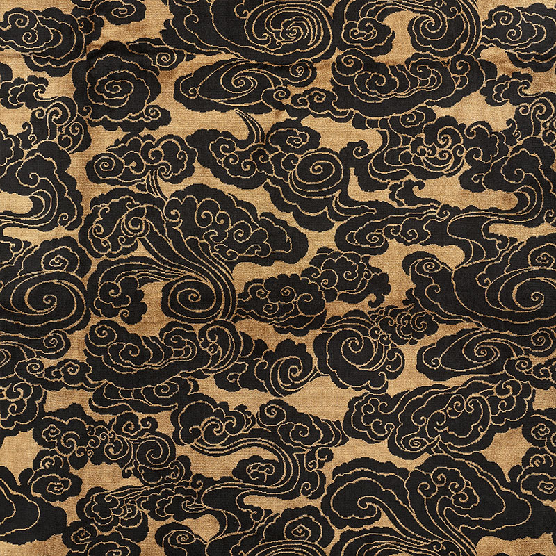 Schumacher 74060 Cut-Patterned-Velvets Collection Sozan Velvet Fabric  in Gold & Onyx