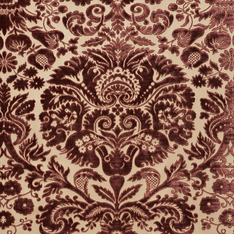 Schumacher 74072 Cut-Patterned-Velvets Collection Morimont Velvet Fabric  in Rosewood