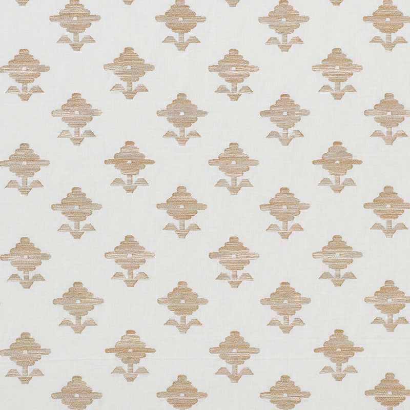 Schumacher 74160 Ottoman-Chic Collection Rubia Embroidery Fabric  in Ivory