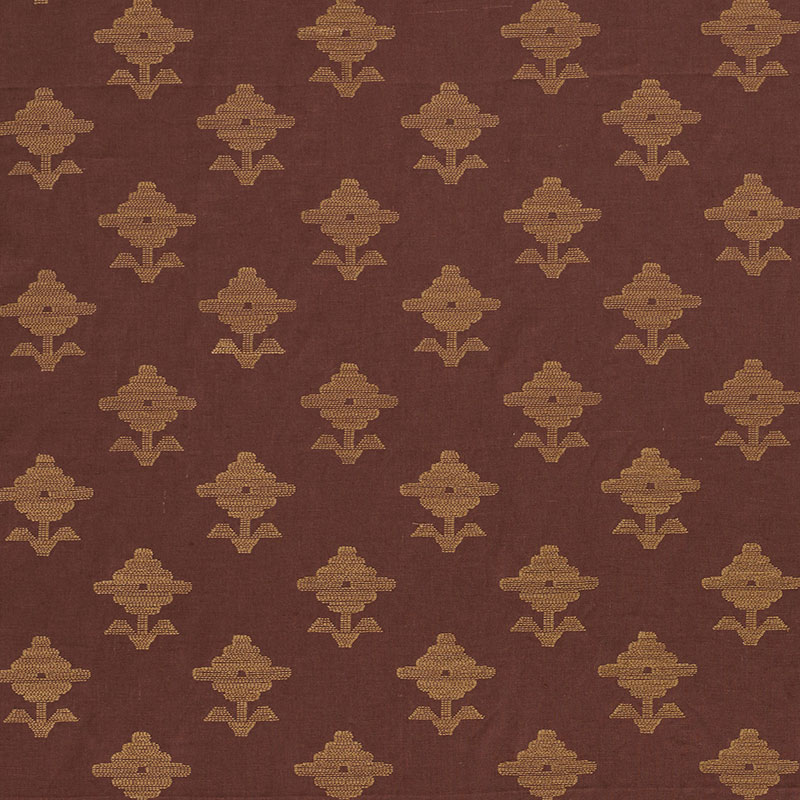 Schumacher 74162 Ottoman-Chic Collection Rubia Embroidery Fabric  in Umber