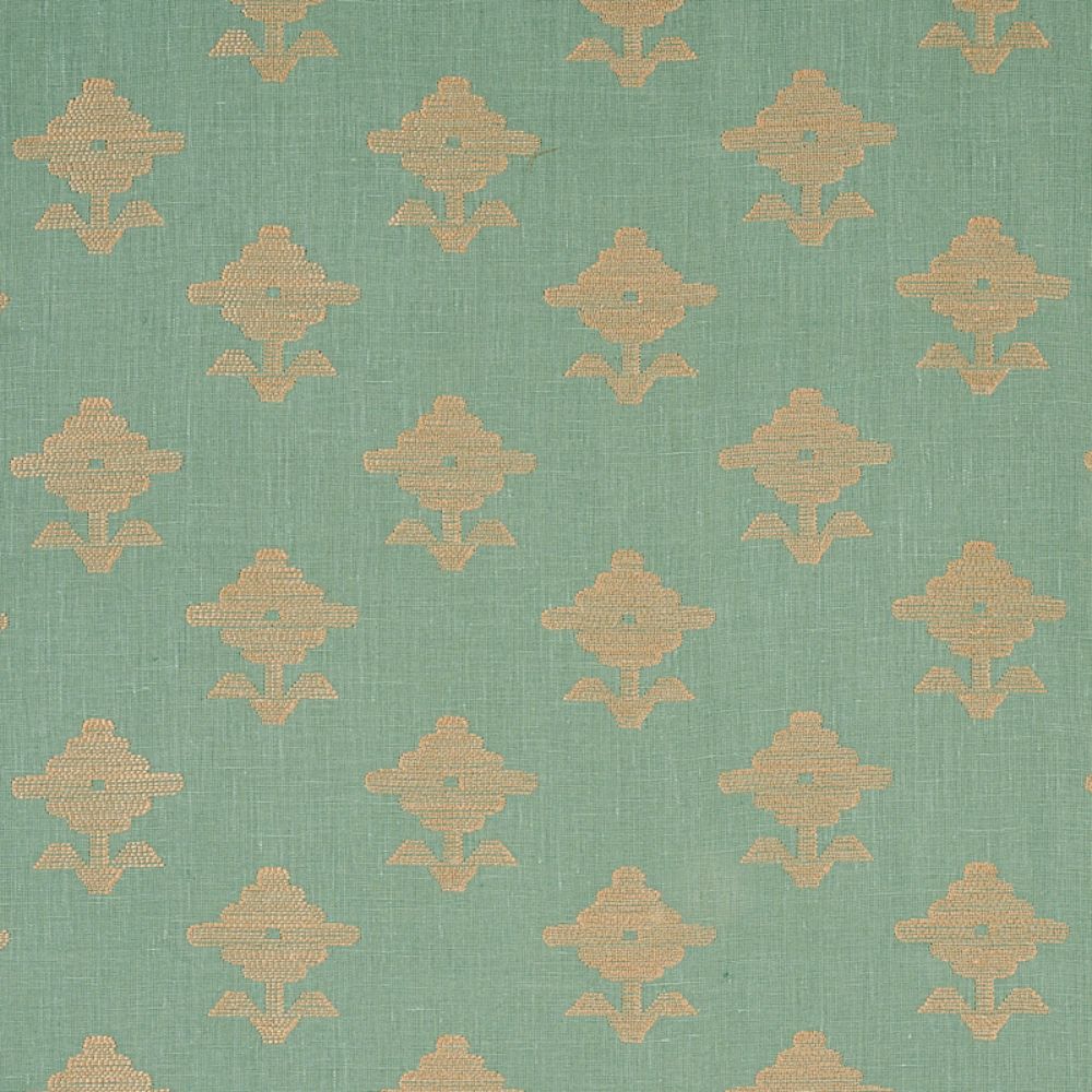 Schumacher 74164 Rubia Embroidery Fabric in Mineral