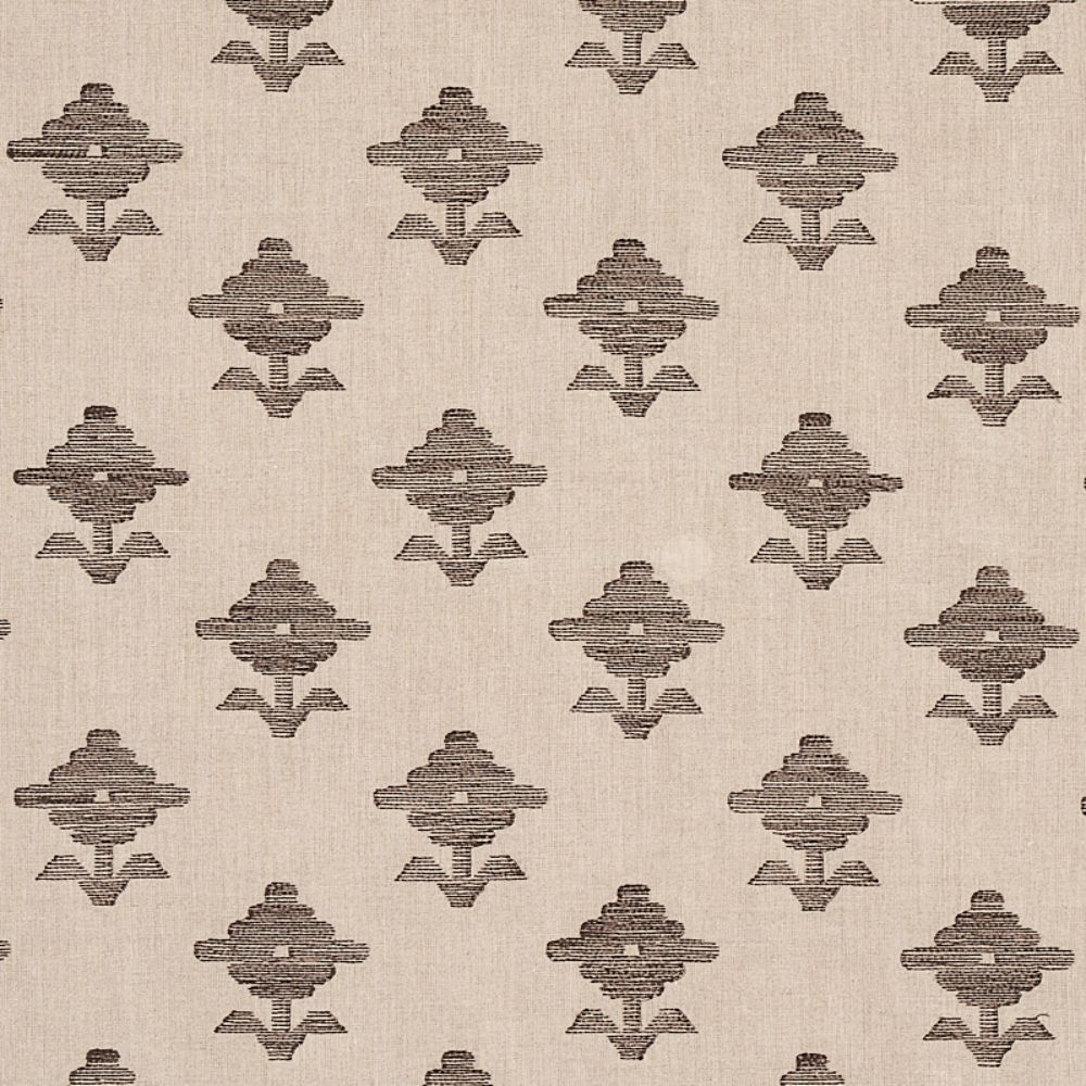 Schumacher 74165 Rubia Embroidery Fabric in Brown