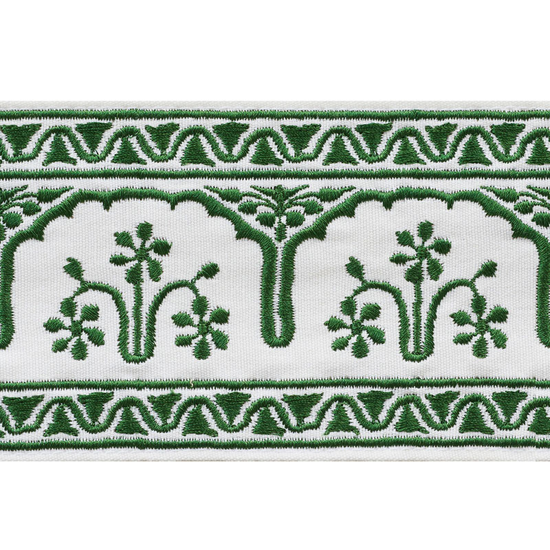Schumacher 74192 Ottoman-Chic Collection Nikola Tape Trim  in Emerald