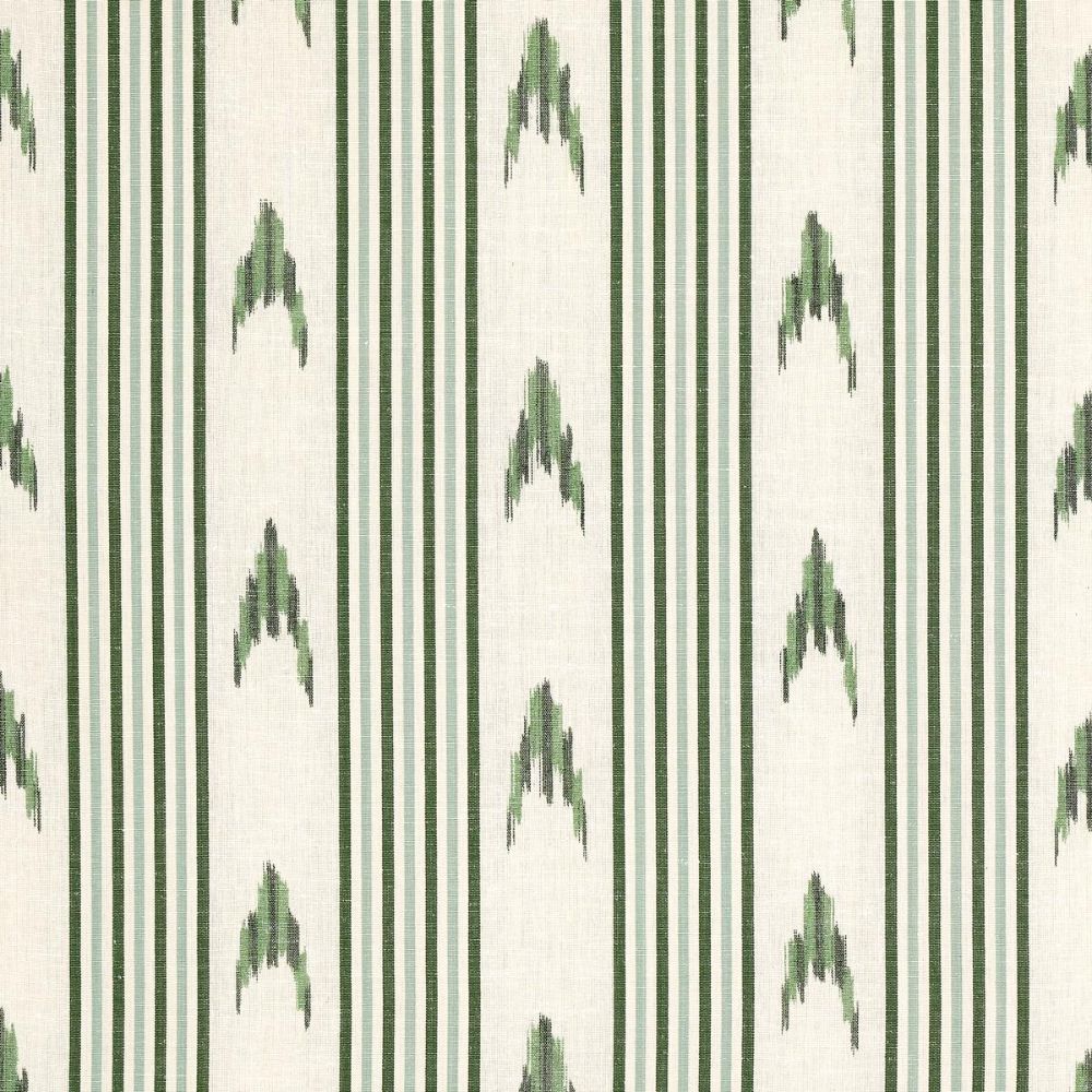 Schumacher 74224 Mark D. Sikes Santa Barbara Ikat Fabric in Leaf Green