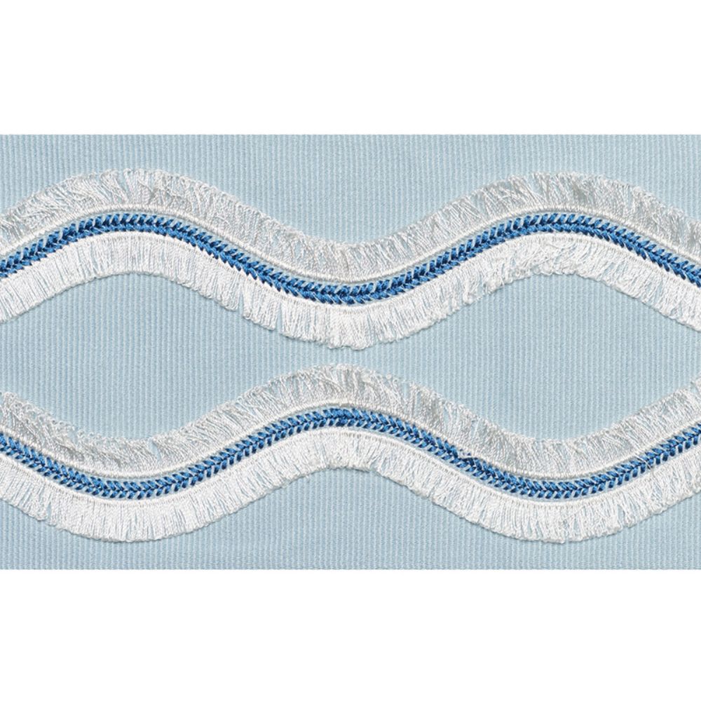 Schumacher 74332 Ogee Embroidered Tape Trim in Sky