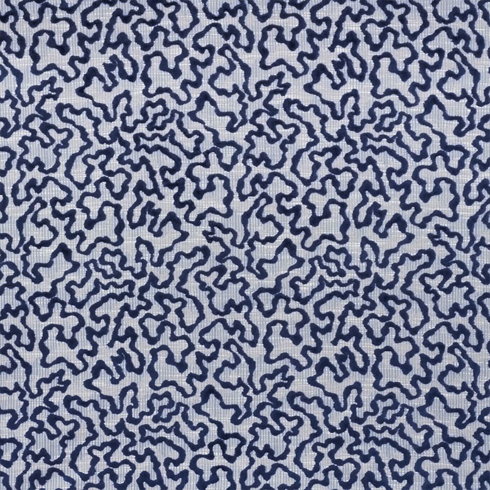 Schumacher 75222 Janis Velvet Fabric in Blue