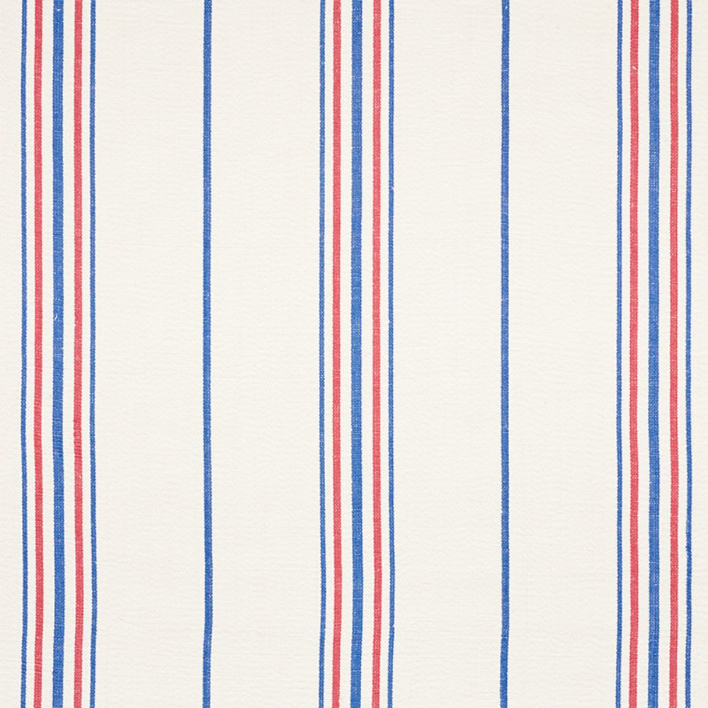 Schumacher 75261 Scarset Stripe Fabric in Blue & Red