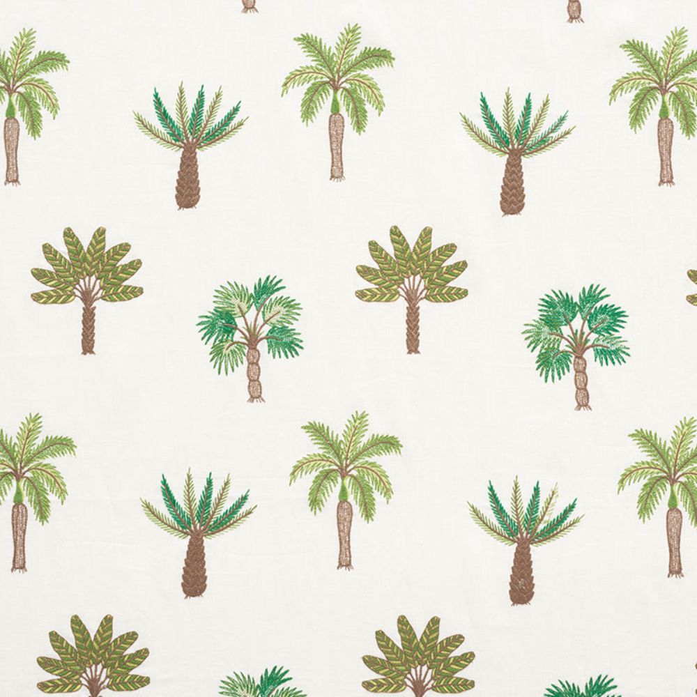 Schumacher 75300 Palmetto Beach Embroidery Fabric in Green
