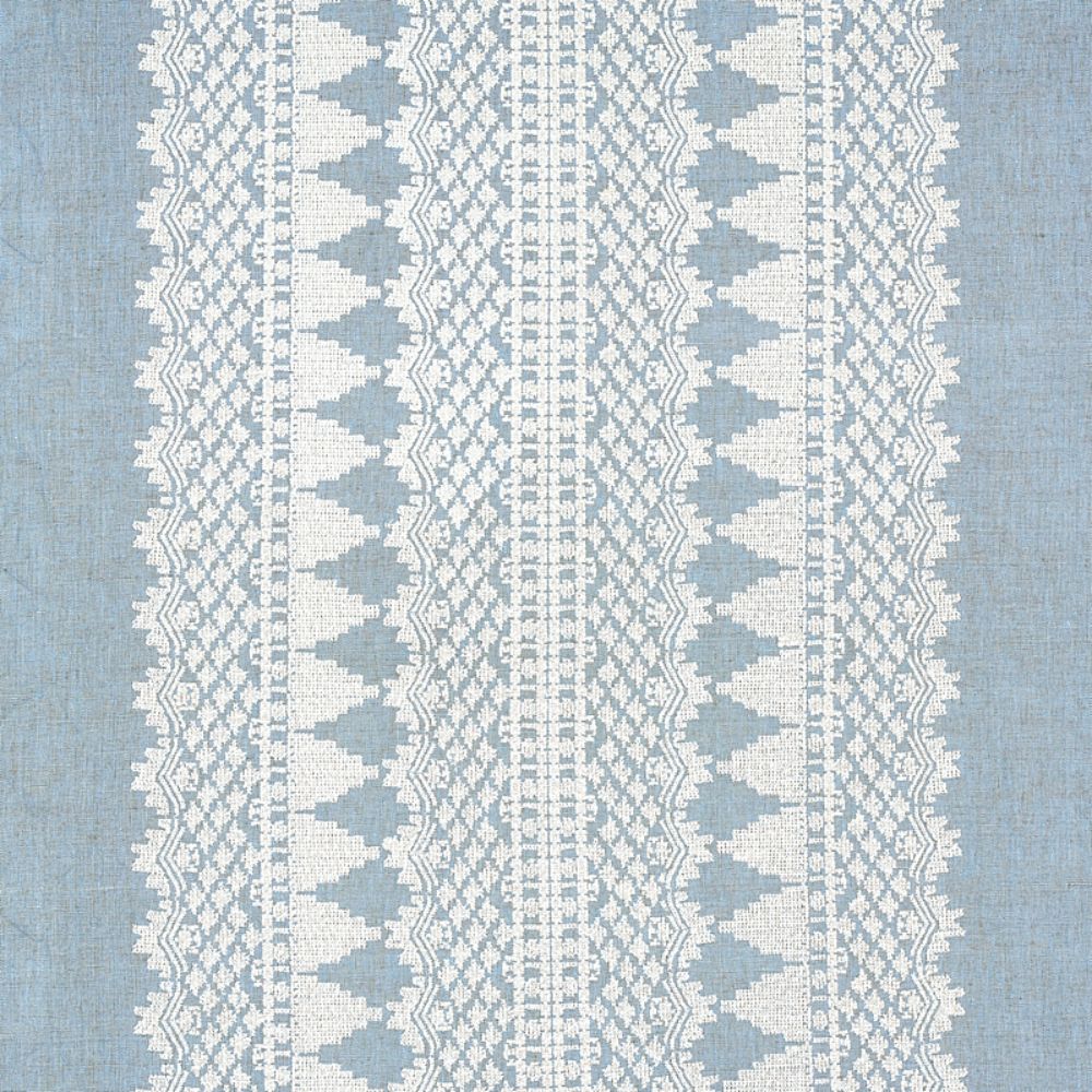 Schumacher 75475 Wentworth Embroidery Fabric in Chambray