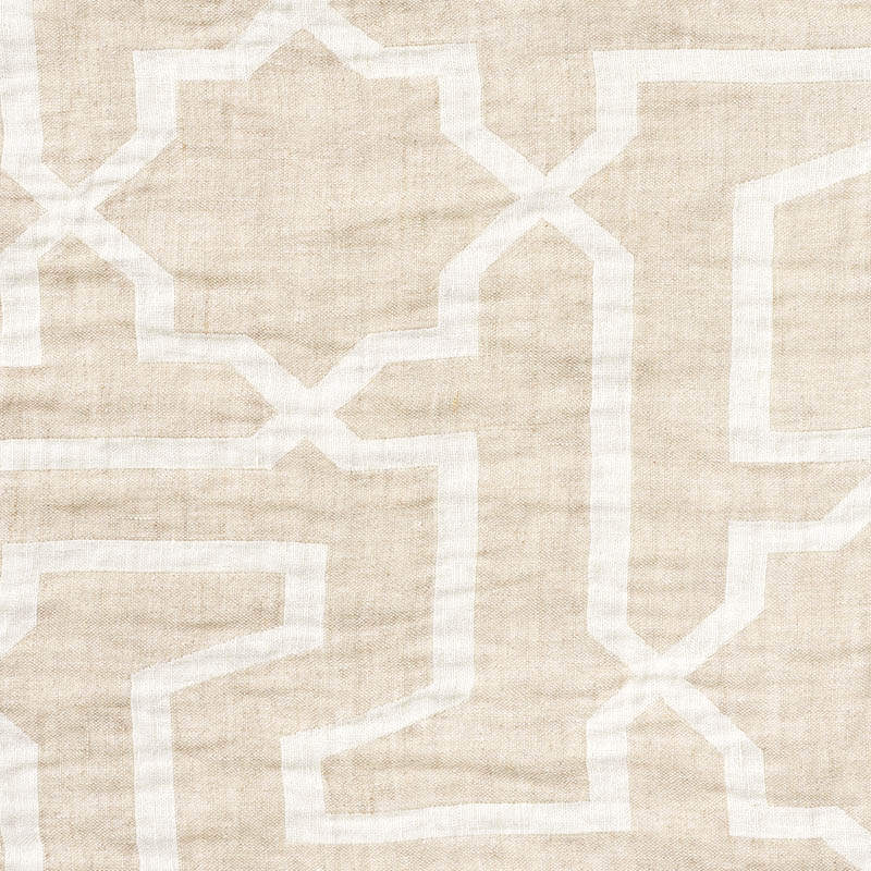 Schumacher 75871 Patterned-Sheers-Casements Collection Arabesque Maze Sheer Fabric  in Natural