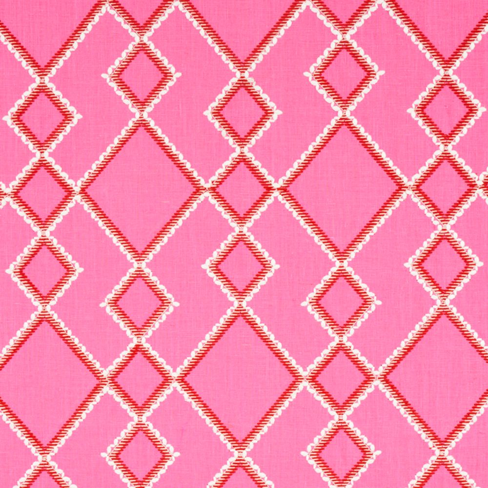 Schumacher 75890 Branson Embroidery Fabric in Pink