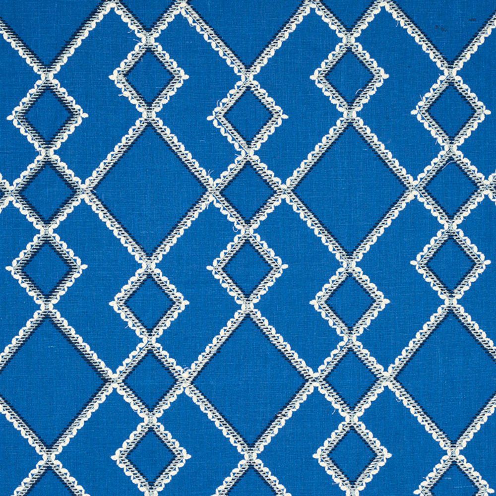 Schumacher 75891 Branson Embroidery Fabric in Blue