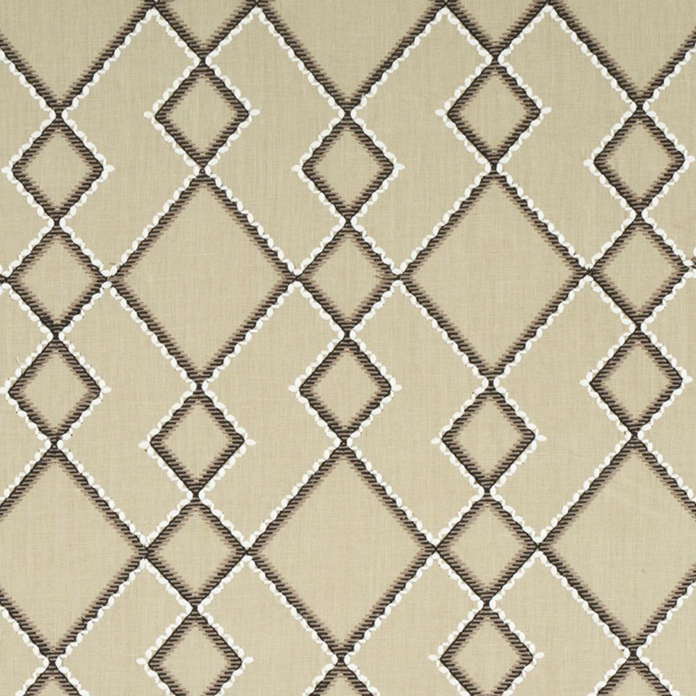 Schumacher 75892 Branson Embroidery Fabric in Taupe