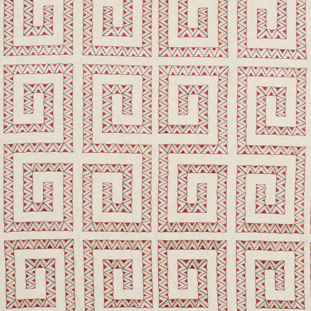 Schumacher 76072 Prado Embroidery Fabric in Red