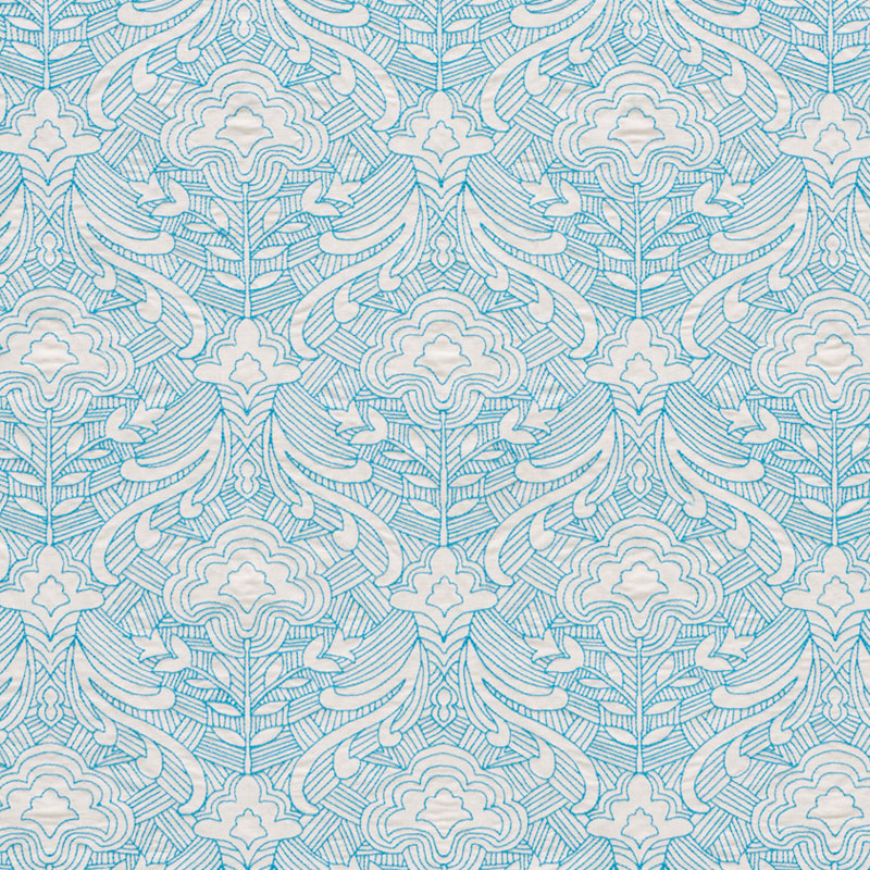 Schumacher 76160 Free-Spirit Collection Hendrix Embroidery Fabric  in Blue