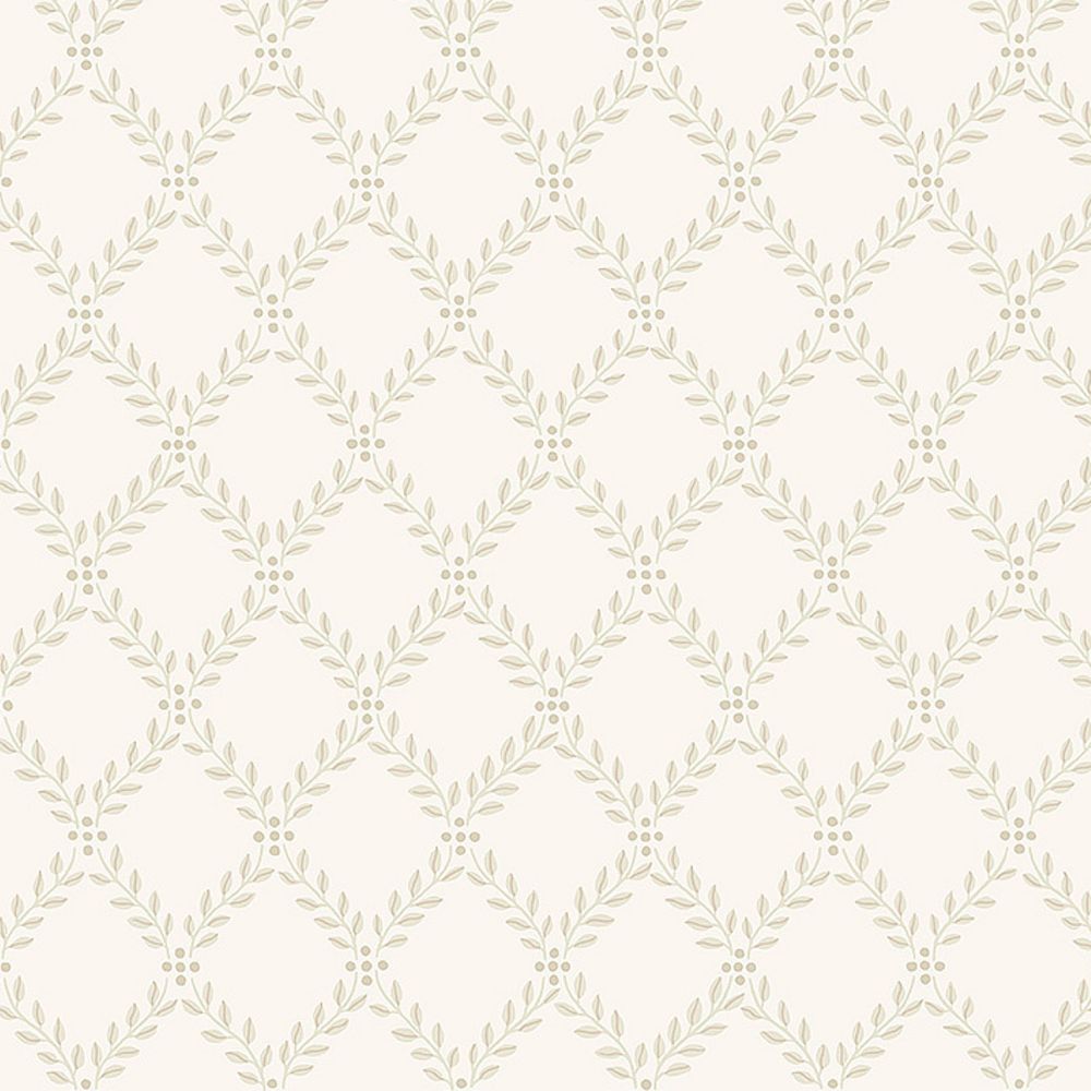 Schumacher 7673 Trellis Leaves Wallcoverings in Natural