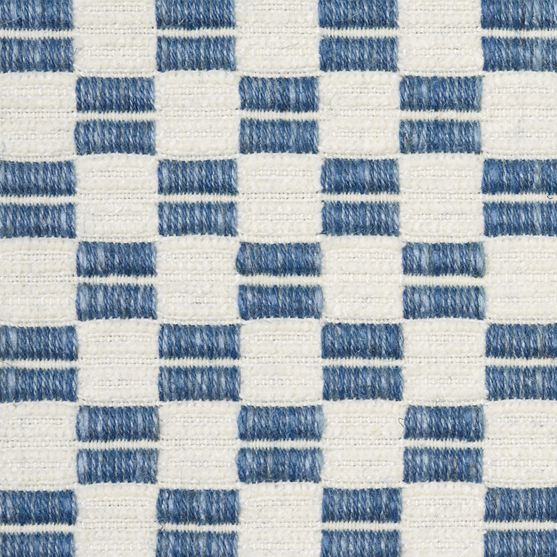 Schumacher 76740 Folk-Art Collection Elkhart Fabric  in Blue