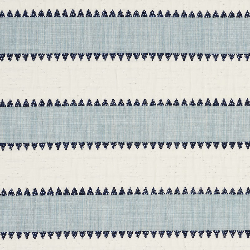 Schumacher 76750 Folk-Art Collection Isolde Stripe Fabric  in Sky