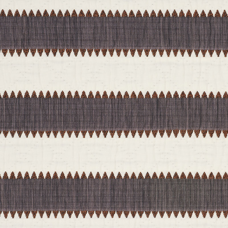 Schumacher 76751 Folk-Art Collection Isolde Stripe Fabric  in Cinder