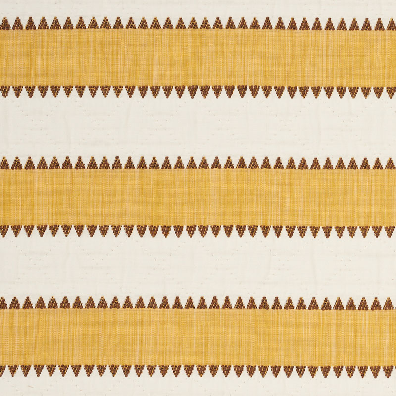 Schumacher 76752 Folk-Art Collection Isolde Stripe Fabric  in Yellow