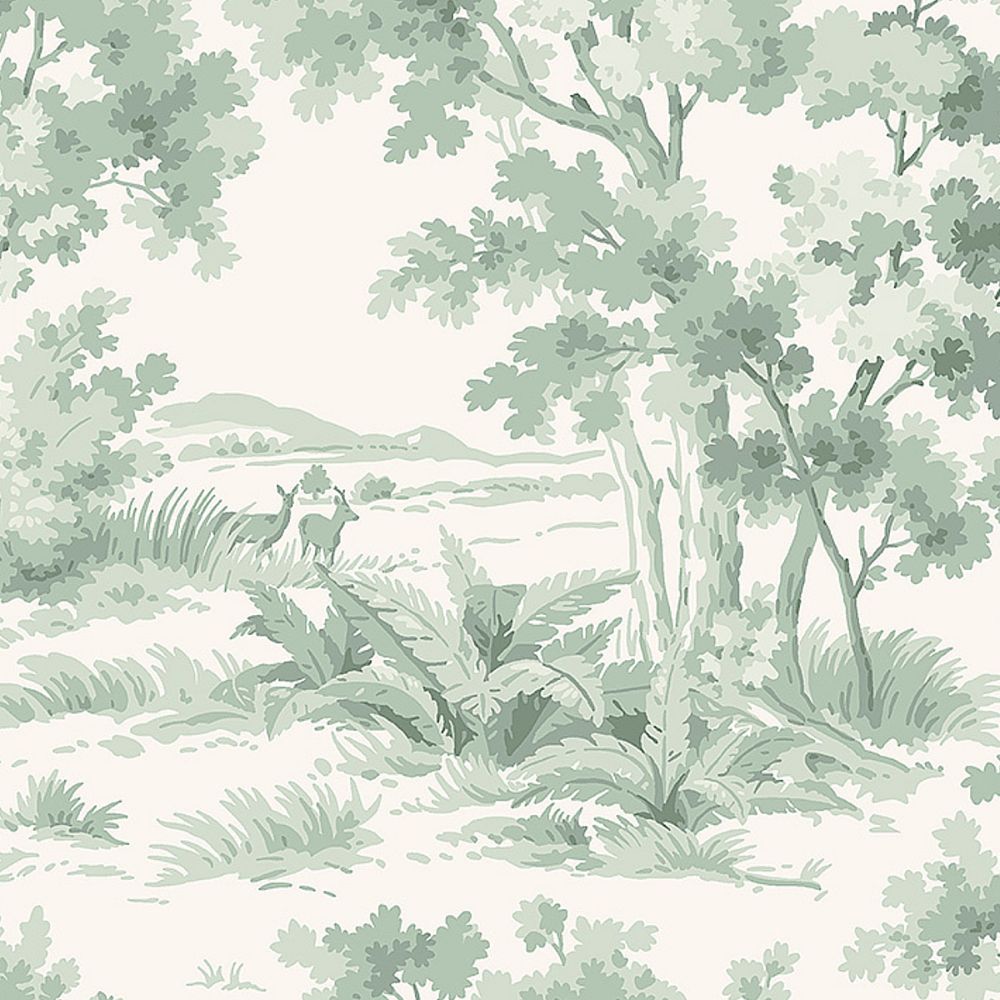 Schumacher 7678 Countryside Morning Wallcoverings in Green