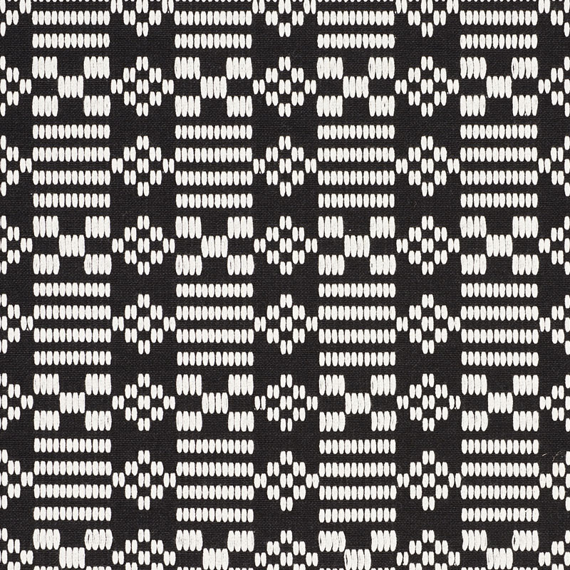 Schumacher 76791 Folk-Art Collection Wilson Embroidery Fabric  in Black