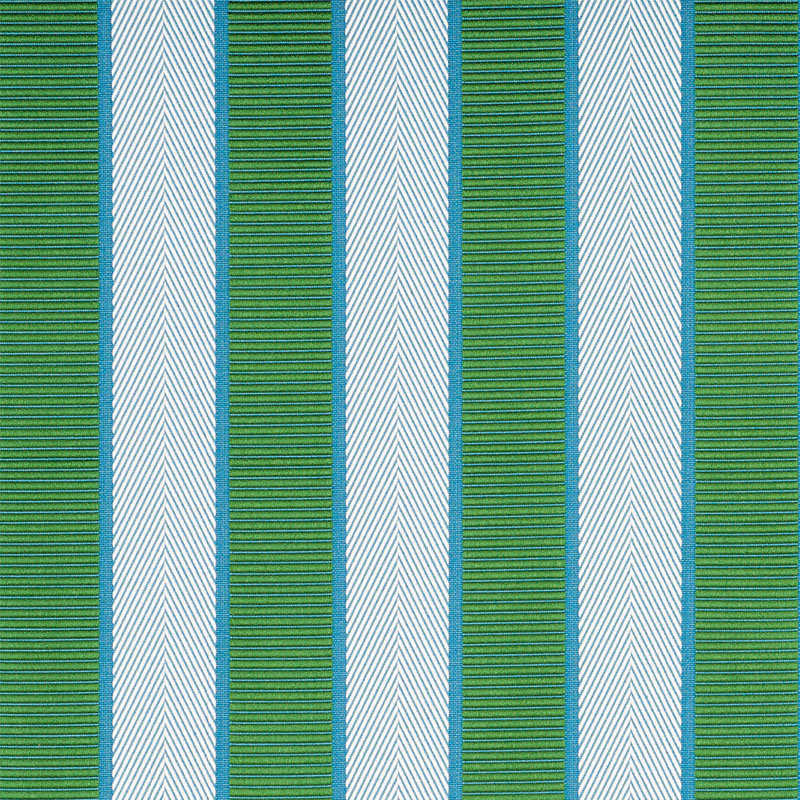 Schumacher 77100 Timothy-Corrigan Collection Ribbon Stripe Fabric  in Emerald