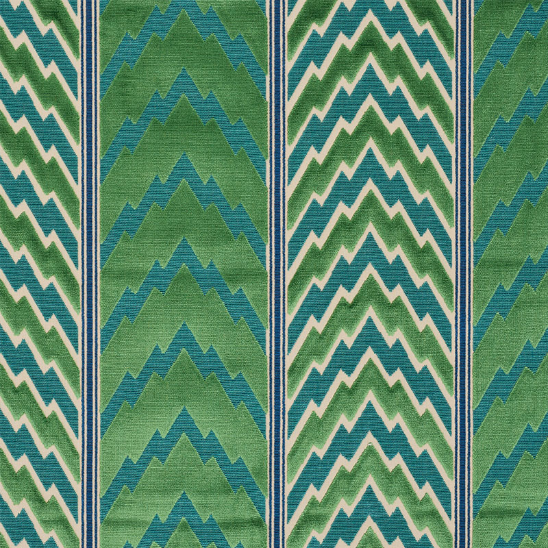 Schumacher 77110 Timothy-Corrigan Collection Florentine Velvet Fabric  in Emerald