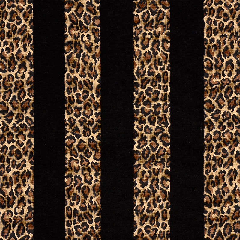 Schumacher 77142 Timothy-Corrigan Collection Guepard Stripe Velvet Fabric  in Black