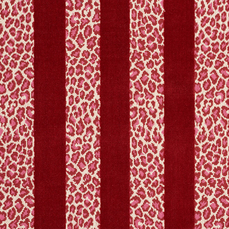 Schumacher 77143 Timothy-Corrigan Collection Guepard Stripe Velvet Fabric  in Red