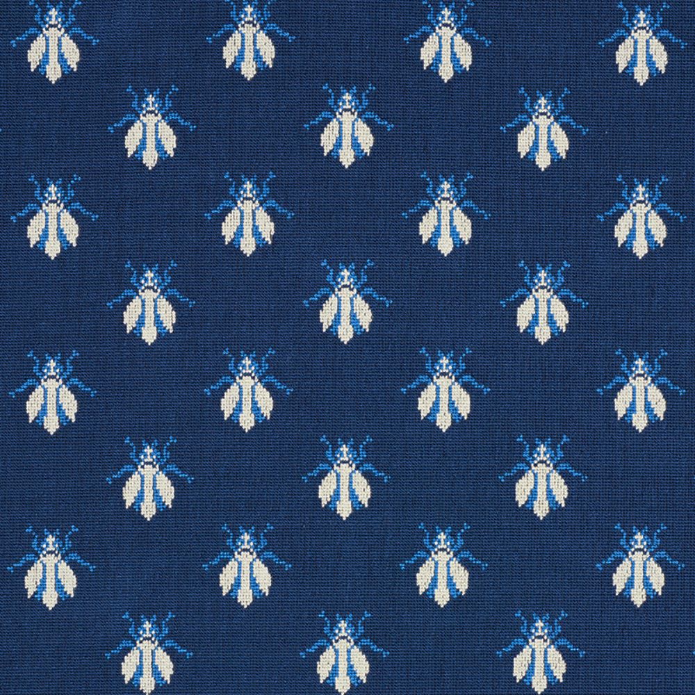 Schumacher 77411 Bee Epingle Fabric in Blue