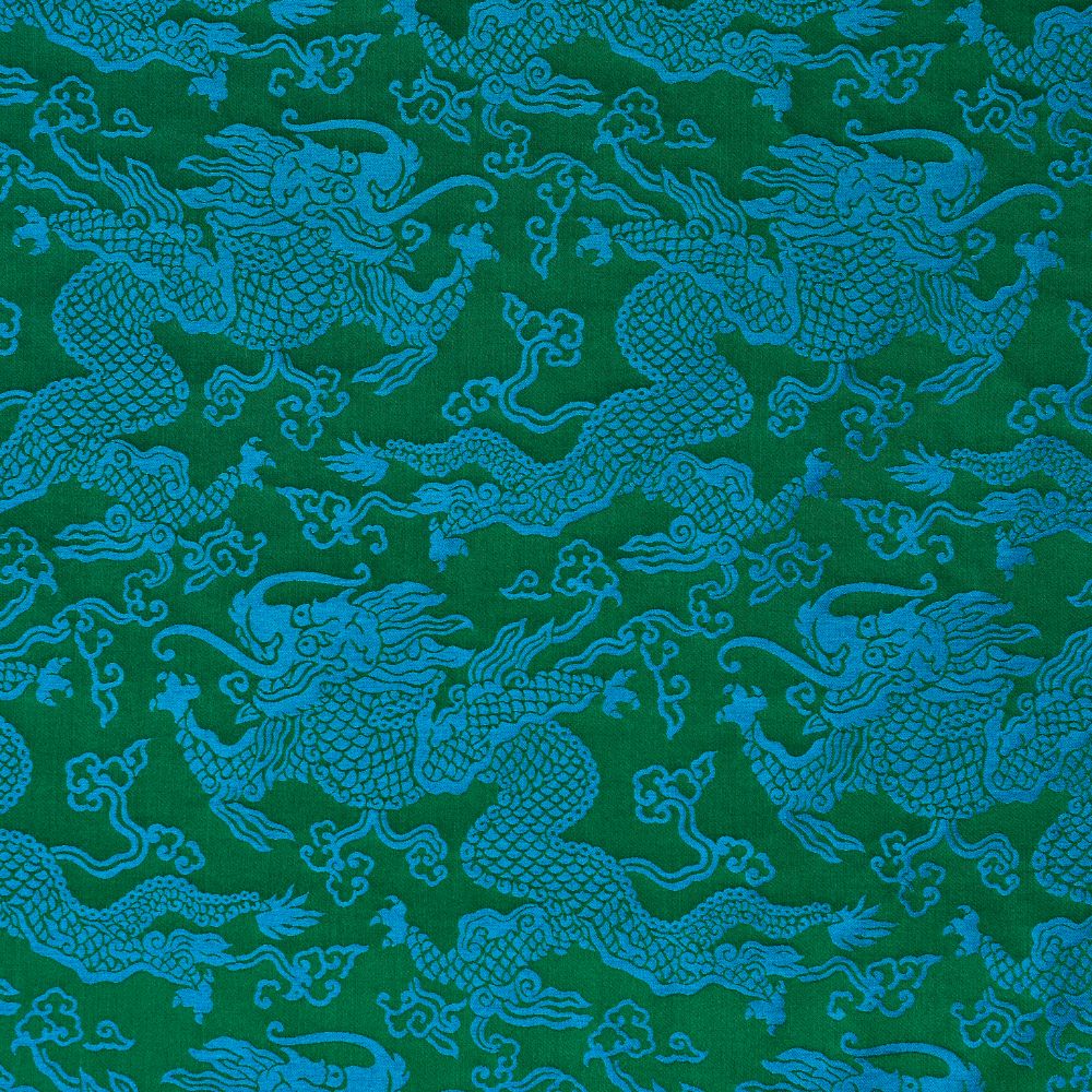 Schumacher 78100 Ruan Dragon Damask Fabric in Emerald