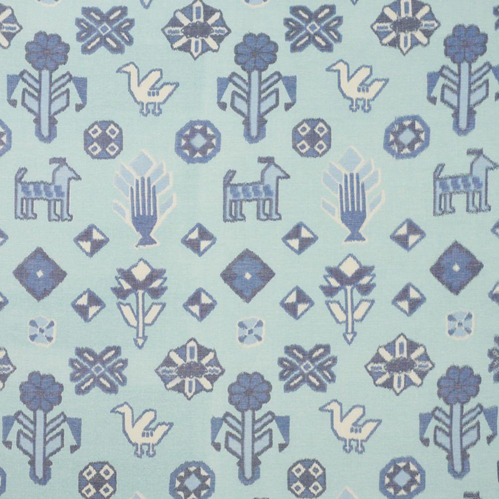 Schumacher 78141 Chuska Warp Print Fabric in Blue
