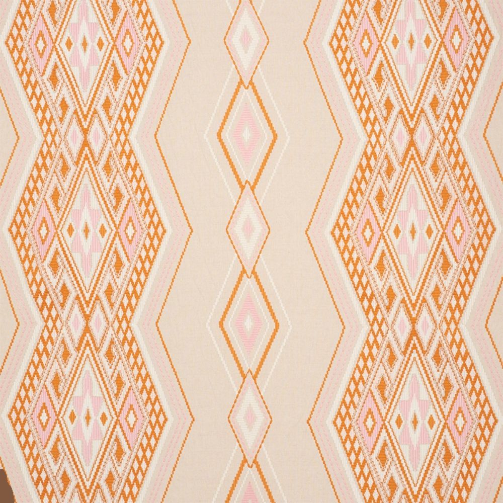 Schumacher 78151 Bayeta Embroidery Fabric in Pink & Orange