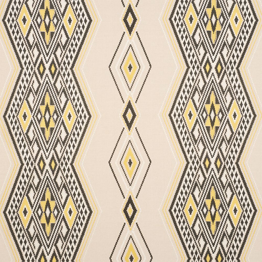 Schumacher 78152 Bayeta Embroidery Fabric in Yellow & Neutral