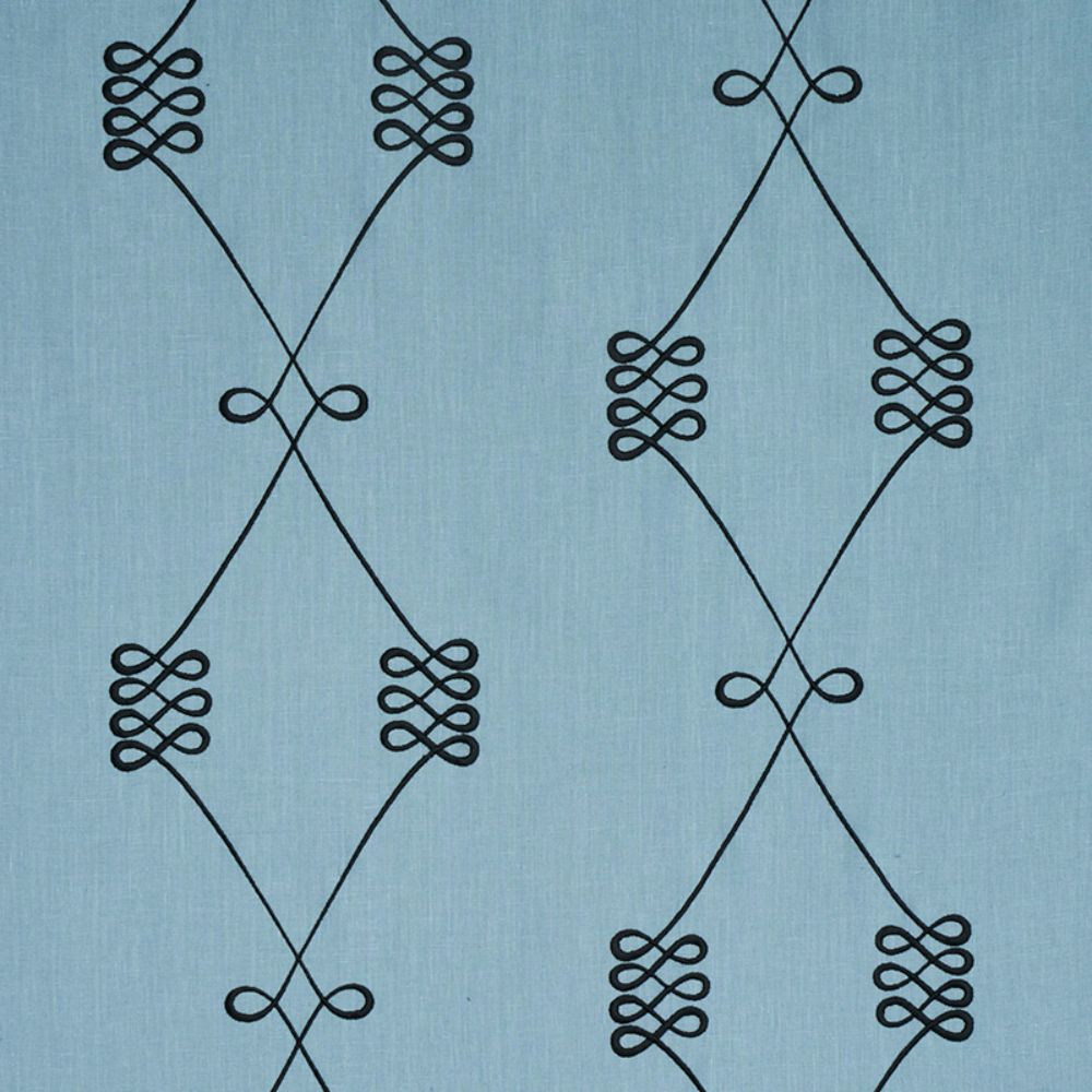 Schumacher 78202 Nicolette Embroidery Fabric in Dusty Blue